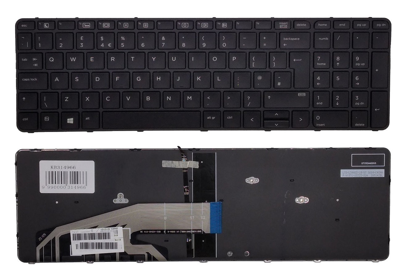 Klaviatūra HP: Probook 650 G2/G3, 655 G2/G3 su pašvietimu