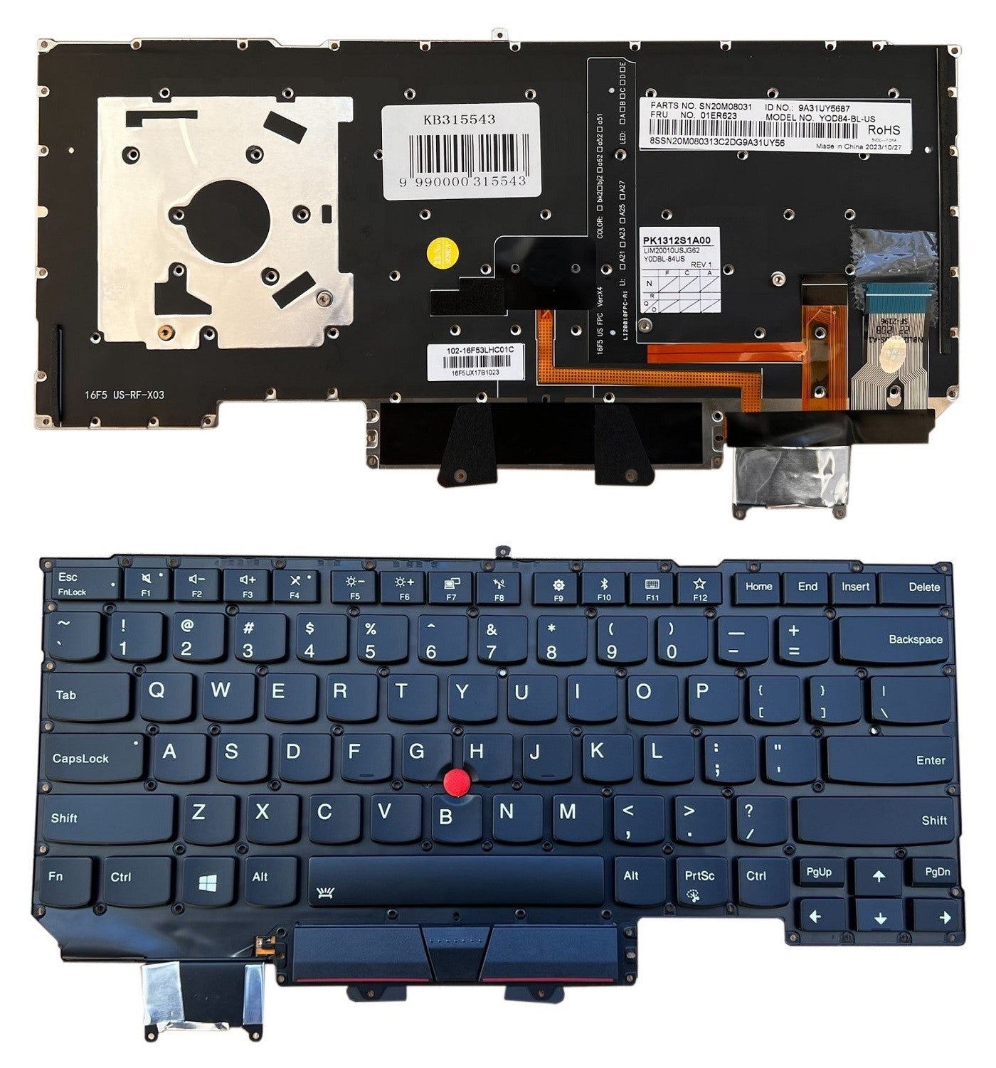 Klaviatūra LENOVO X1 Carbon Gen 5, su pašvietimu, su trackpoint, US