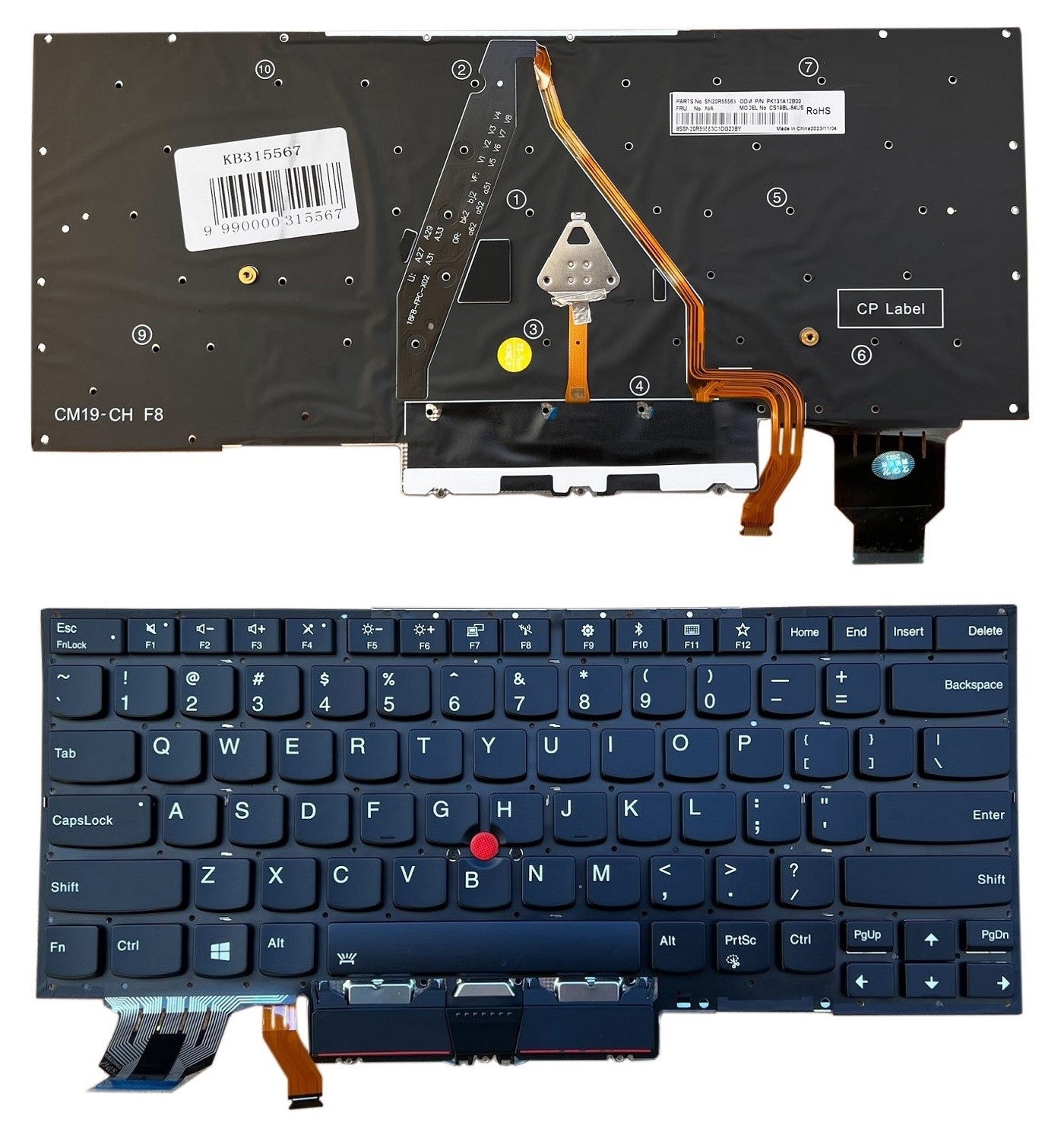 Klaviatūra LENOVO X1 Carbon Gen 7, su pašvietimu, su trackpoint, US