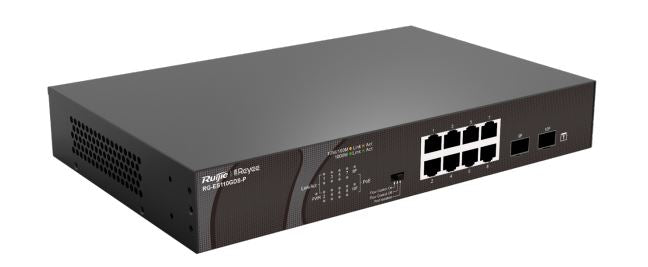 10 prievadų komutatorius Ruijie RG-ES110GDS-P (Nevaldomas, 8 x PoE+)