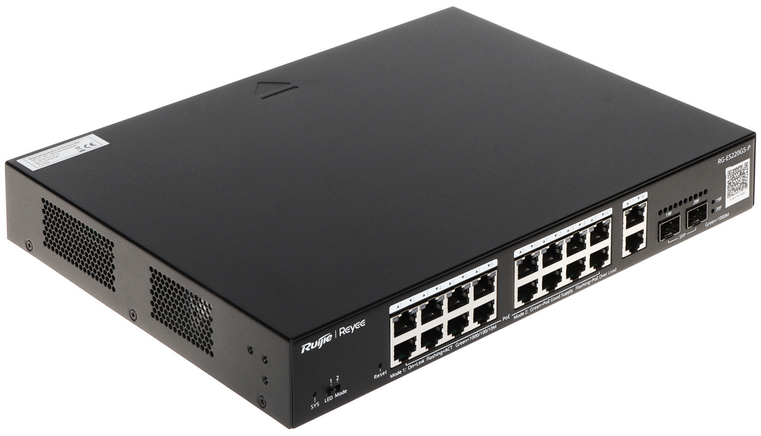 20 prievadų komutatorius Ruijie Reyee RG-ES220GS-P (Valdomas, 24 x PoE+)
