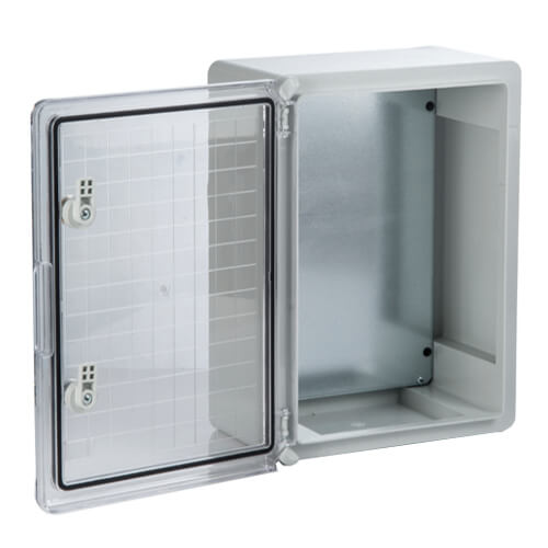 Plastikinė dėžė Plastim PP3015 (400x300x220, su skaidriomis durelėmis, pilka, IP65, IK08)