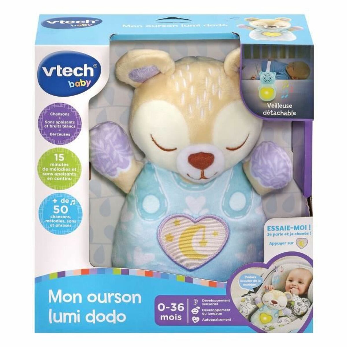 Pliušinis žaislas, leidžiantis garsus Vtech Baby MON OURSON LUMI DODO