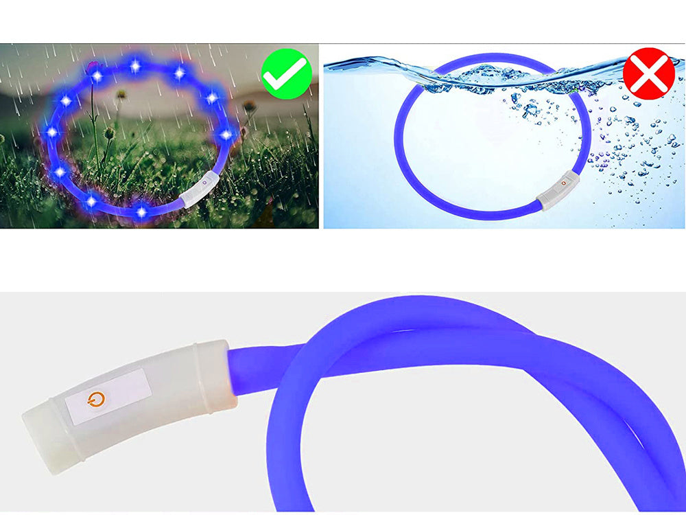 Led šviesos švytintuvas šuns ir katėms vandeniui atsparus reguliuojamas 47cm usb