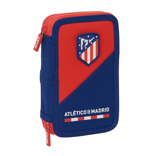 Dvigubo pieštuko dėklas Atlético Madrid Mėlyna Raudona 12.5 x 19.5 x 4 cm (28 Dalys)