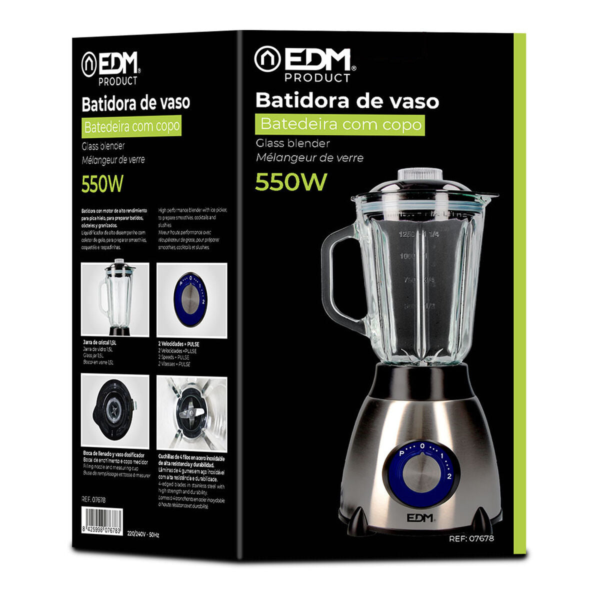 Trintuvas su indu EDM 07678 Juoda 550 W 1,5 L