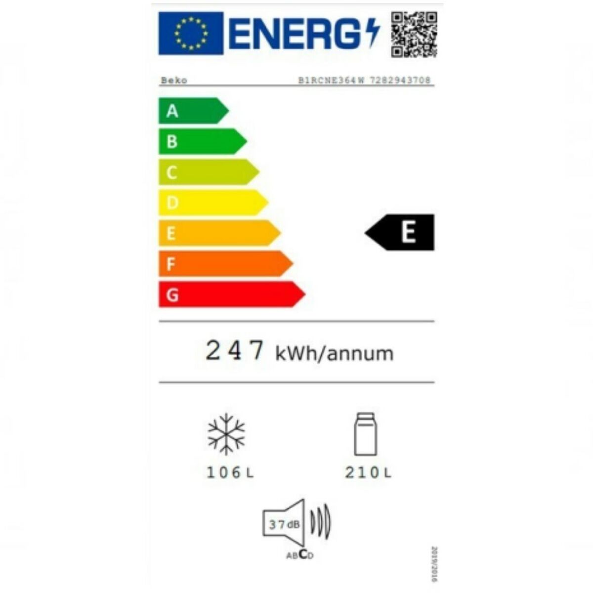 Kombinuotas šaldytuvas BEKO B1RCNE364W Balta Juoda (186 x 60 cm)