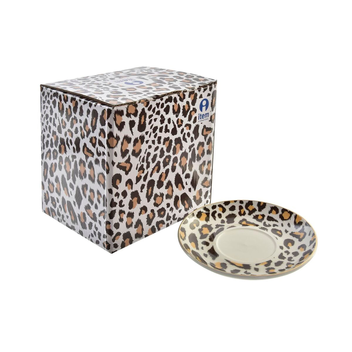 Arbatinukas DKD Home Decor Leopardas Stiklas Porcelianas Ruda Skaidrus Balta (2 vnt.)