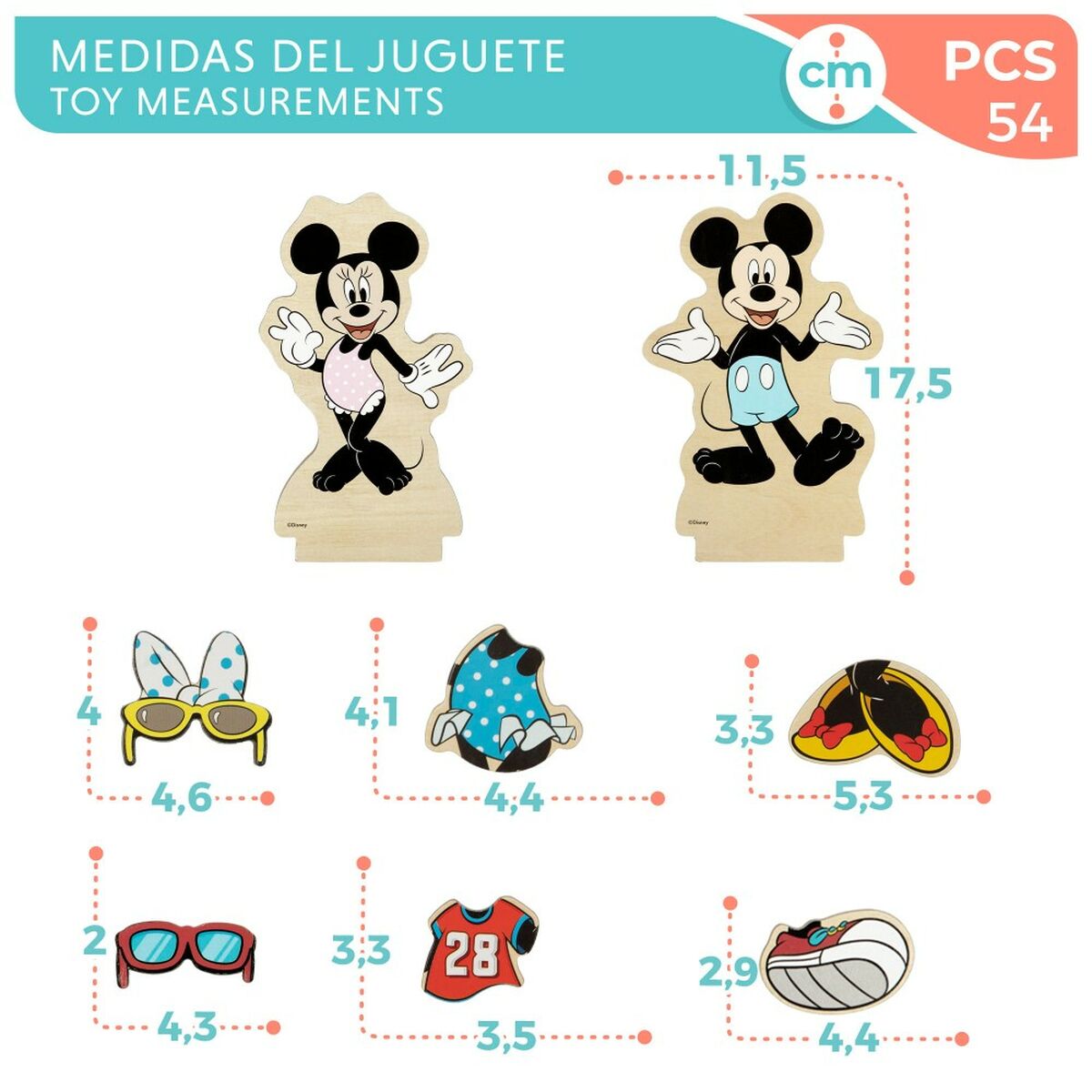 Statulėlės Disney 54 Dalys 4 vnt. 11,5 x 17,5 x 1,2 cm