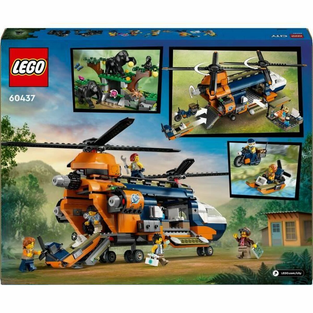 Statybos rinkinys Lego 60437 Jungle Explorer Helicopter Base Camp Spalvotas