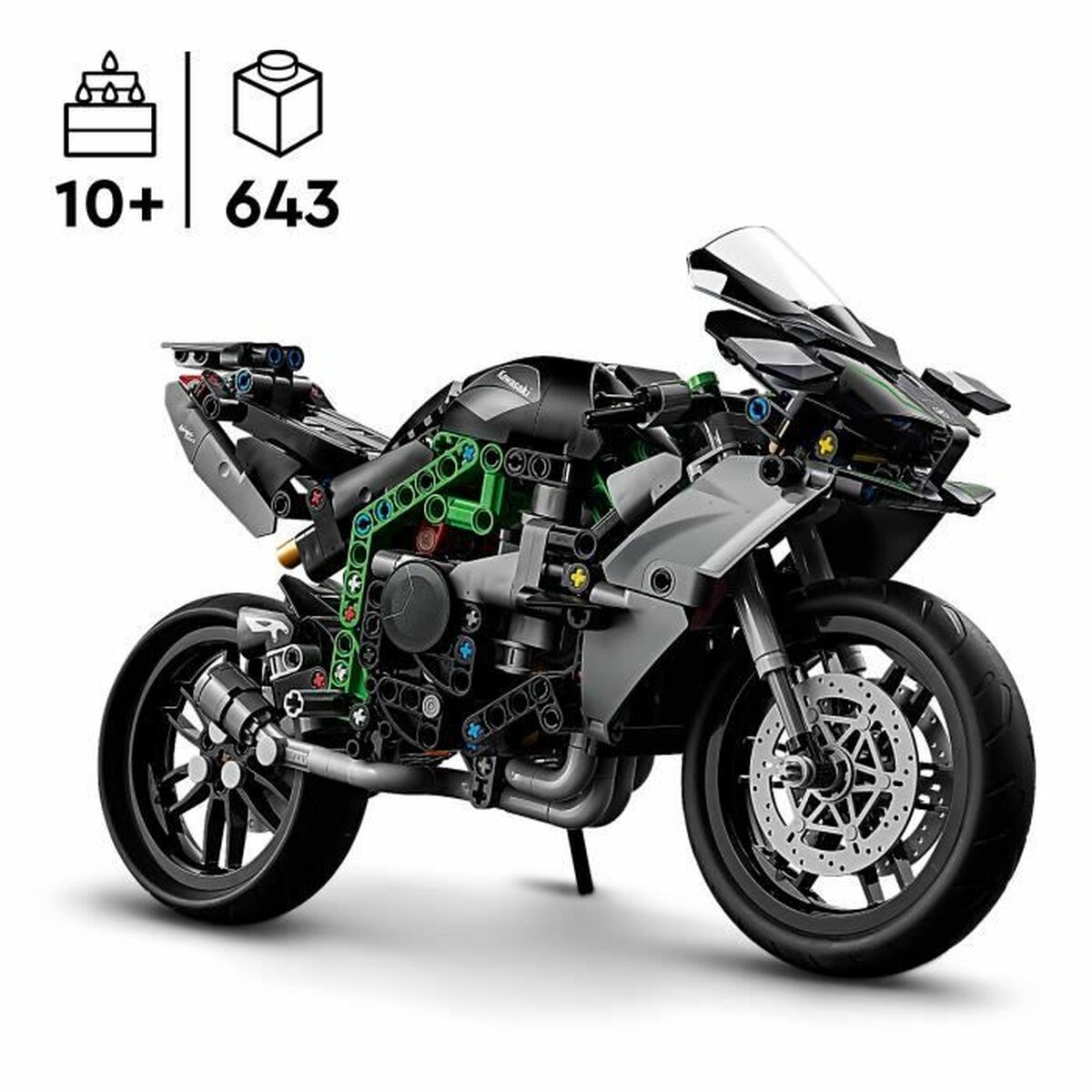 Statybos rinkinys Lego Technic 42170 Kawasaki Ninja H2R Juoda 643 Dalys