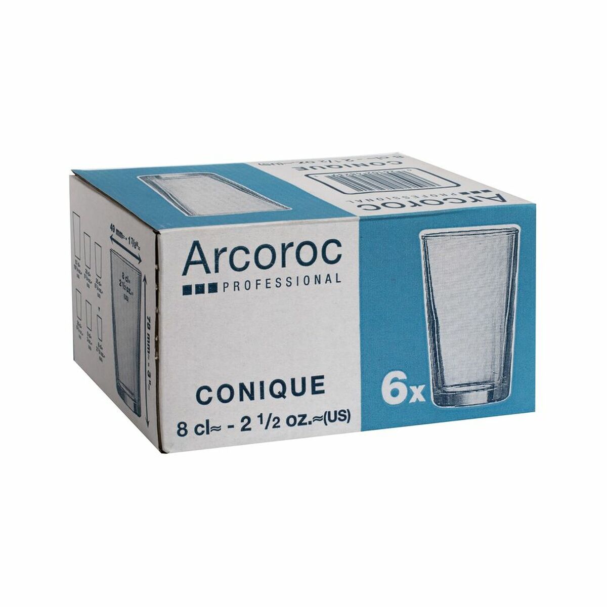 Stiklas Arcoroc Conique Skaidrus stiklas (6 vnt.) (8 cl)