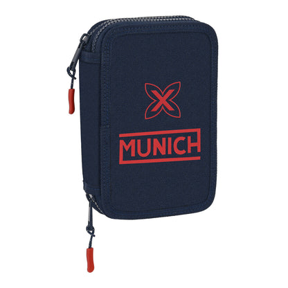 Dvigubo pieštuko dėklas Munich Flash Tamsiai mėlyna 12.5 x 19.5 x 4 cm (28 Dalys)