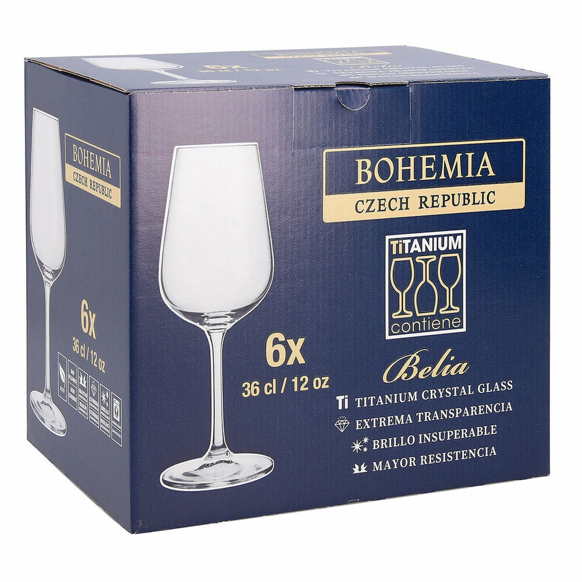 Vyno taurė Bohemia Crystal Belia Skaidrus 6 Dalys 360 ml