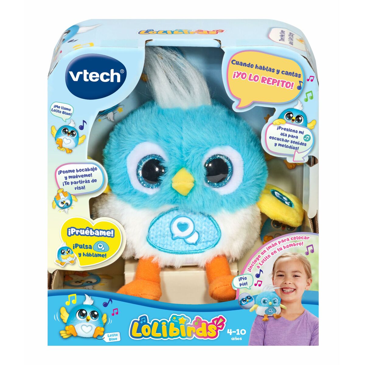 Pliušinis žaislas, leidžiantis garsus Vtech Lolibirds Lolito Mėlyna