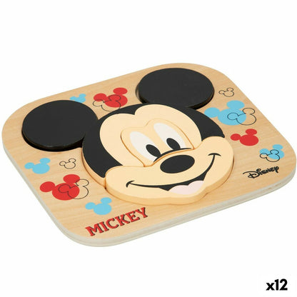 Vaikiška medinė puzlė Disney Mickey Mouse + 12 metų 6 Dalys (12 vnt.)