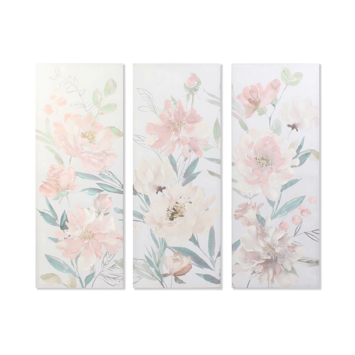 Paveikslas DKD Home Decor Gėlės 55 x 3 x 135 cm Shabby Chic (3 Dalys)