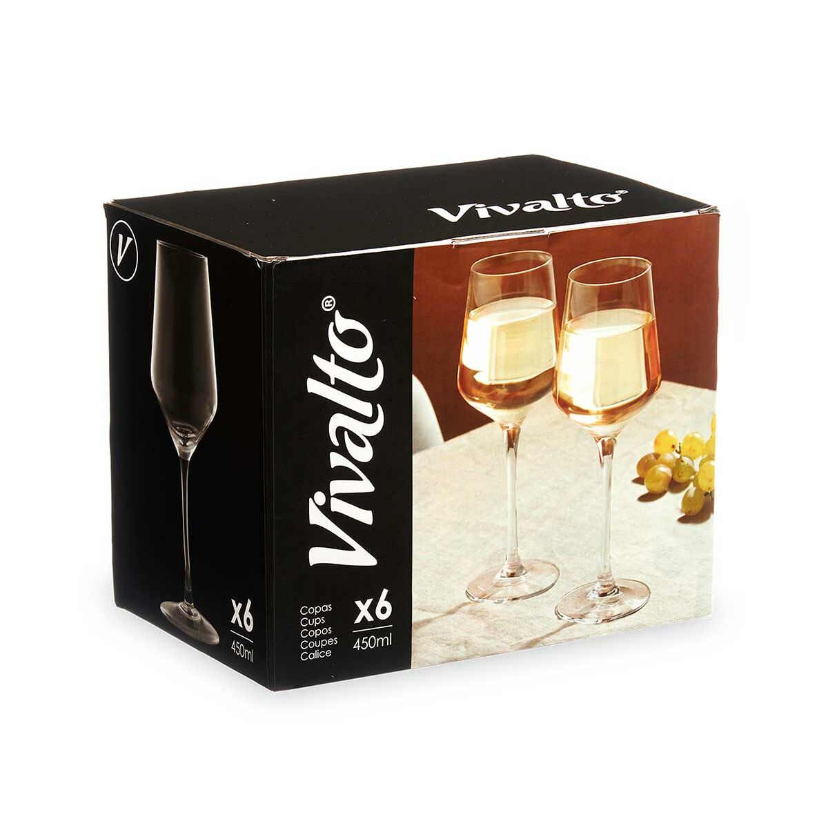 Vyno taurė Vivalto REJ6345/BHZ6 Skaidrus stiklas 450 ml (6 vnt.)