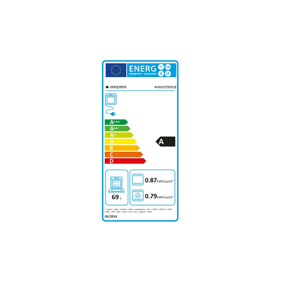 Orkaitė Aspes AHM10700DCB 60 cm 69 L