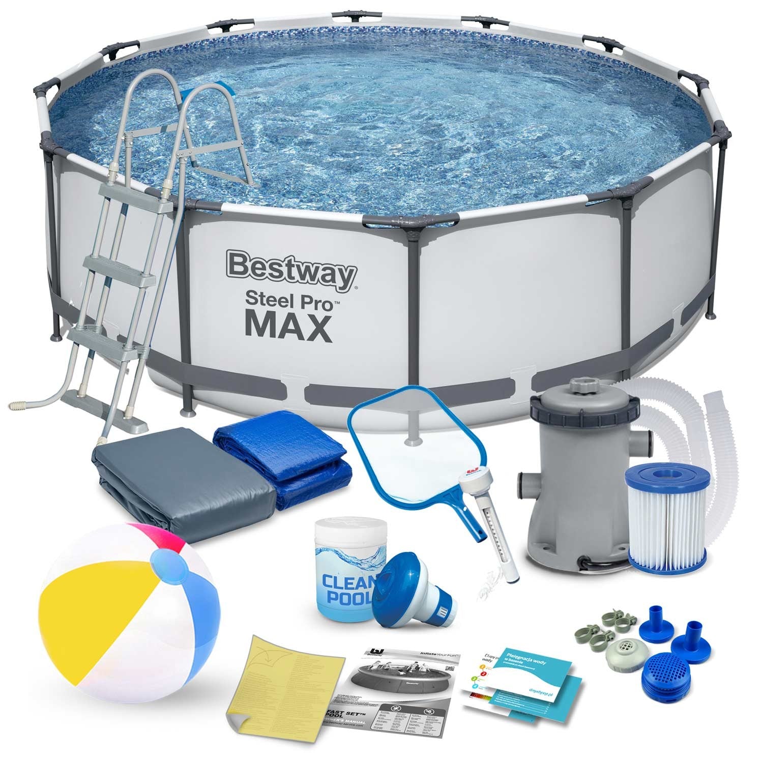 366 x 100 cm 17w1 Bestway 56418 stiklinis sodo baseinas