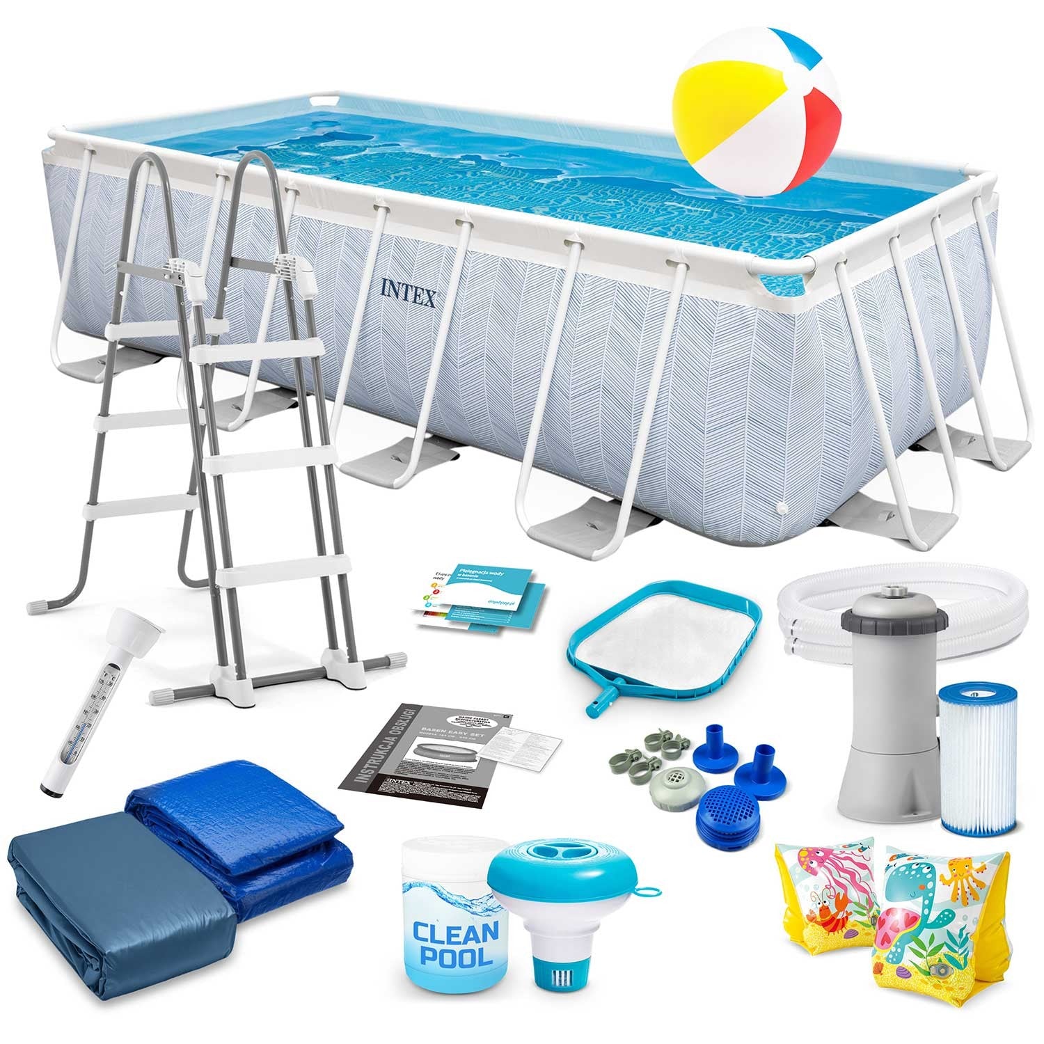 400 x 200 x 100 cm karkasinis lauko baseinas, 18v1 INTEX 26780 komplektas