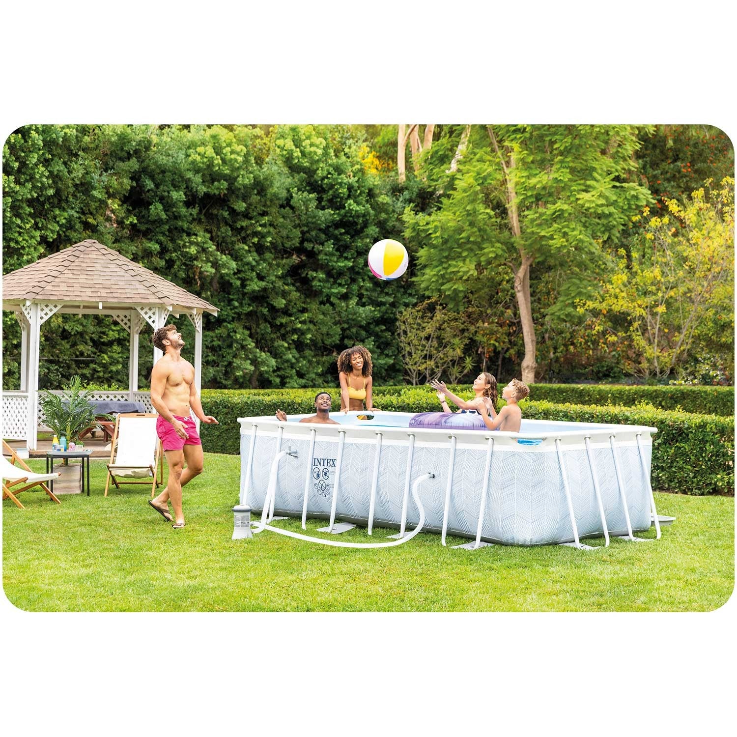 400 x 200 x 100 cm karkasinis lauko baseinas, 18v1 INTEX 26780 komplektas
