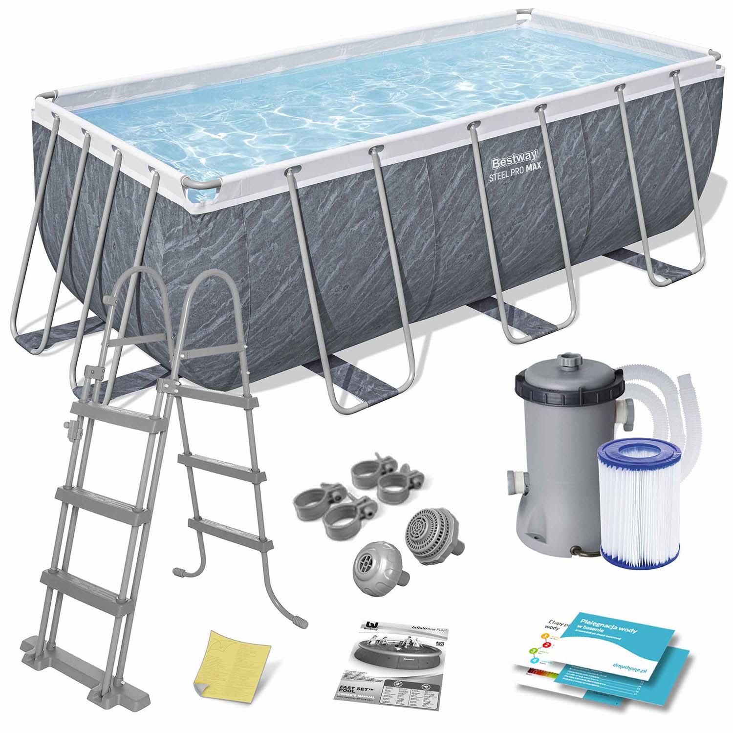 412 x 201 x 122 cm 11w1 Bestway 56722 stiklinis sodo baseinas