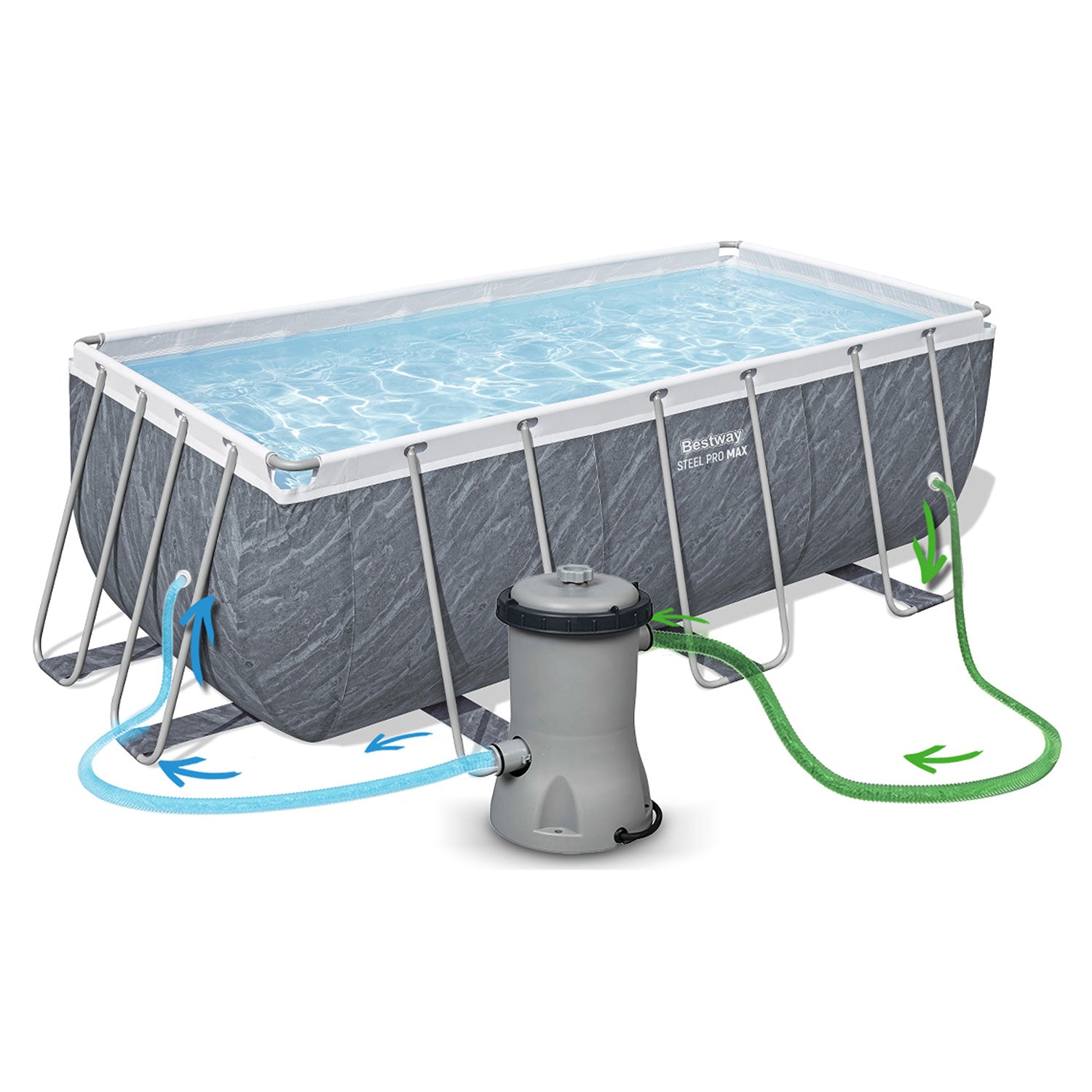 412 x 201 x 122 cm 17w1 Bestway 56722 stiklinis sodo baseinas