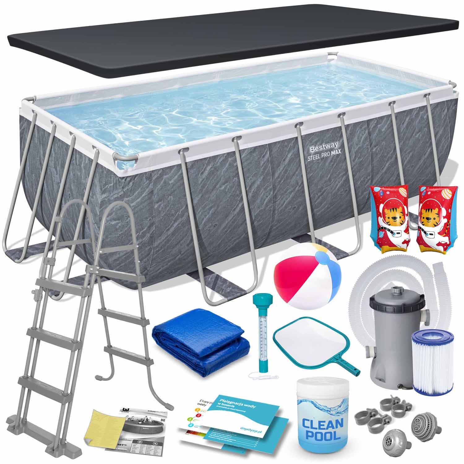 412 x 201 x 122 cm 17w1 Bestway 56722 stiklinis sodo baseinas