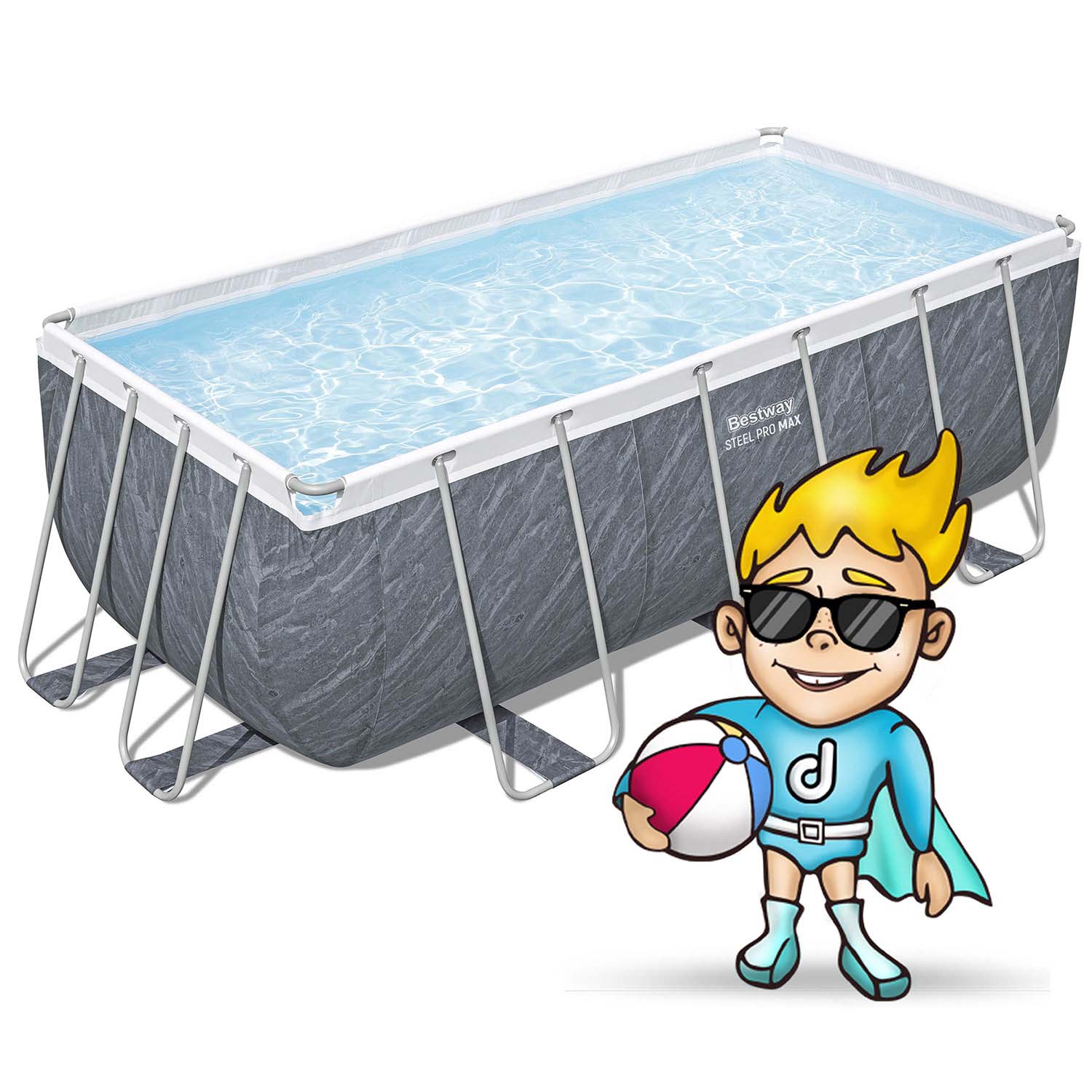 412 x 201 x 122 cm 17w1 Bestway 56722 stiklinis sodo baseinas