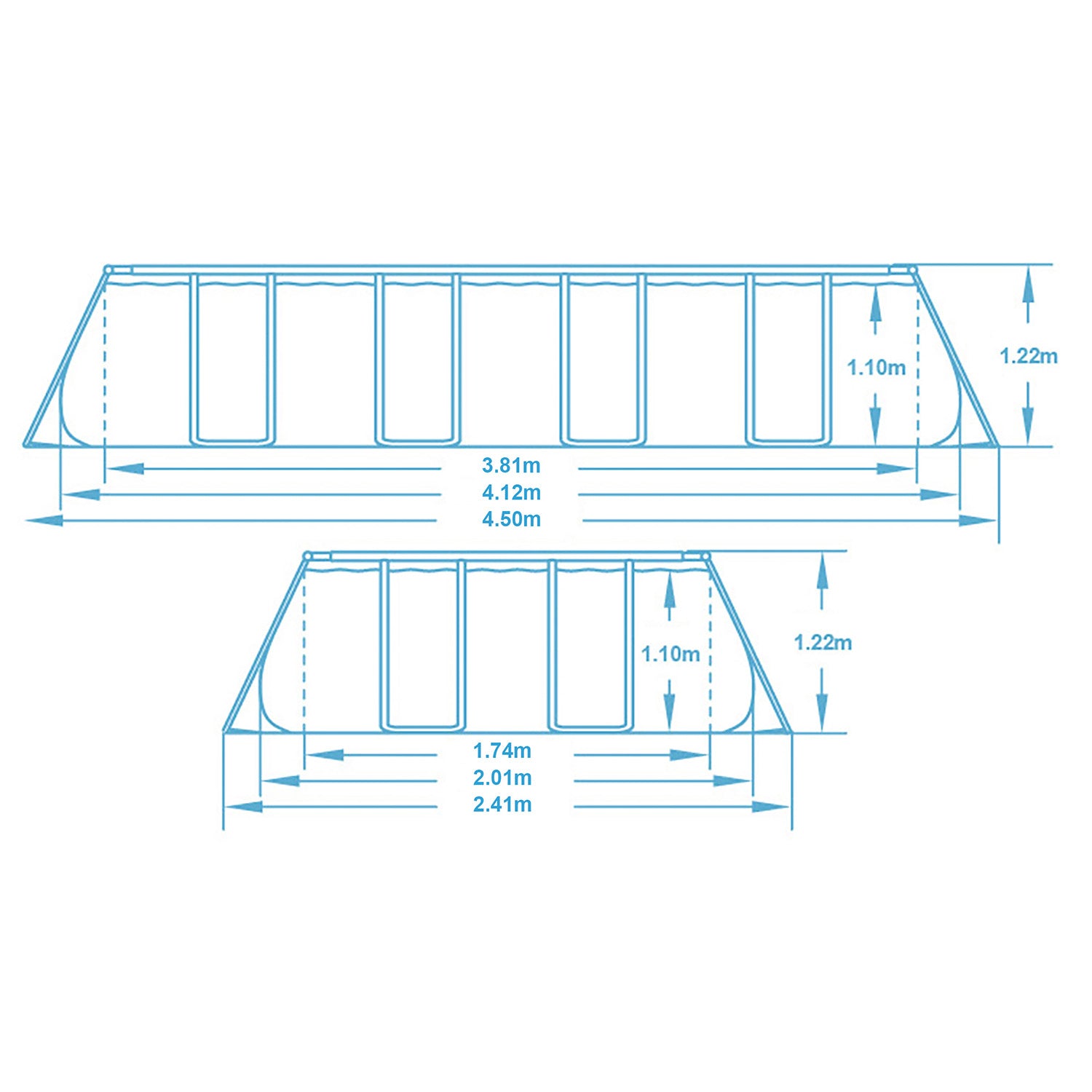 412x201x122 cm 17w1 Bestway 56457N stogų baseinas