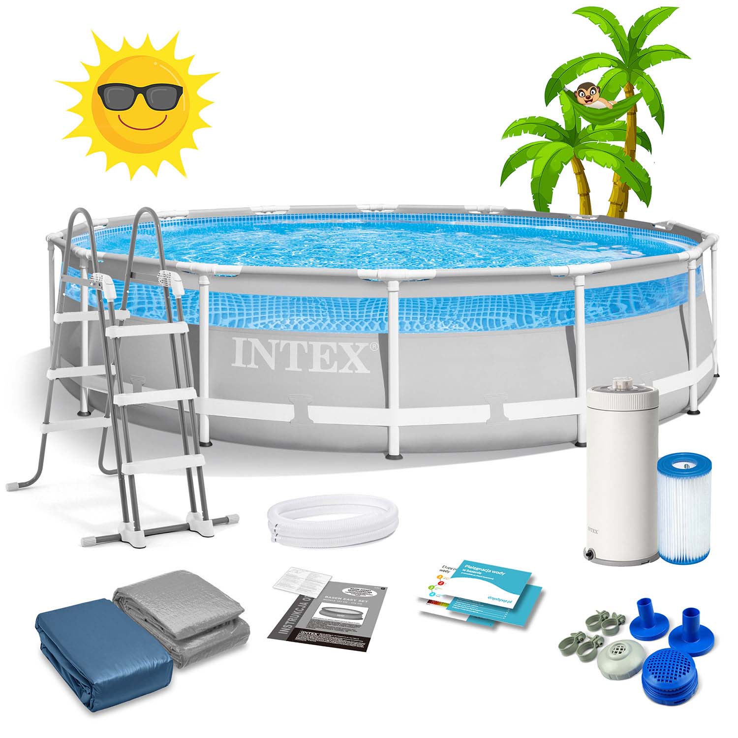 427 x 107 cm 12v1 stiklinis sodo baseinas INTEX 26722