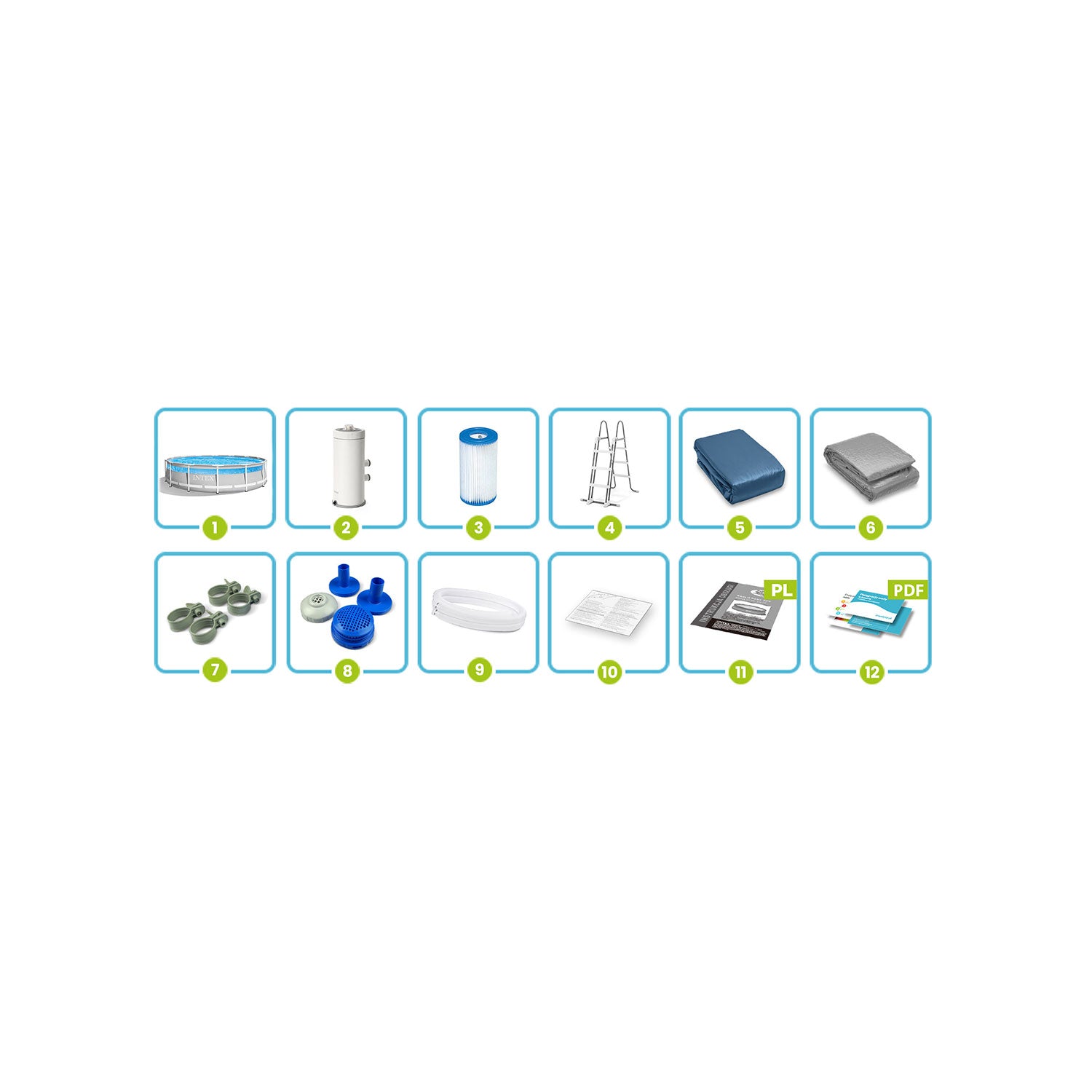 427 x 107 cm 12v1 stiklinis sodo baseinas INTEX 26722