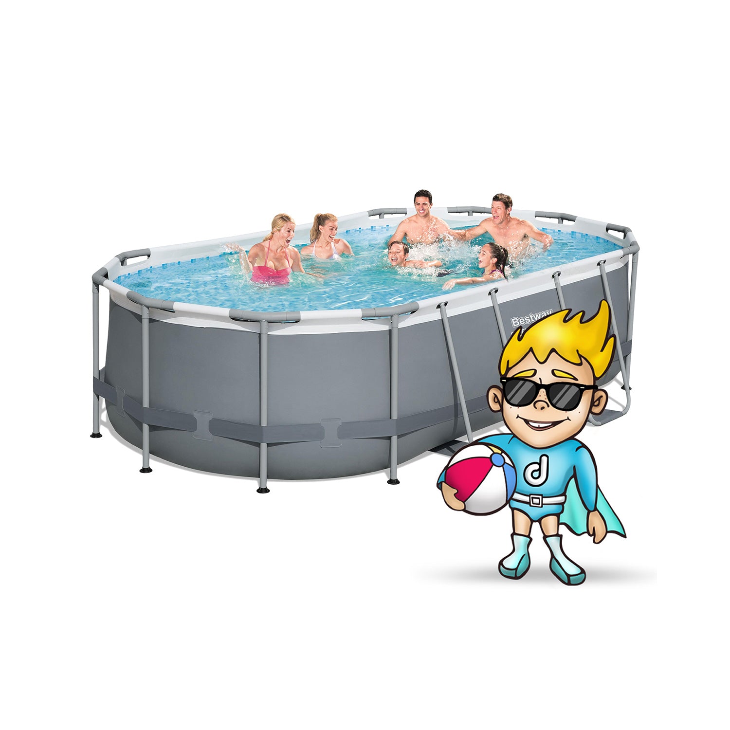 Stiklinis lauko baseinas 427 x 250 x 100 cm 18w1 Bestway 56620