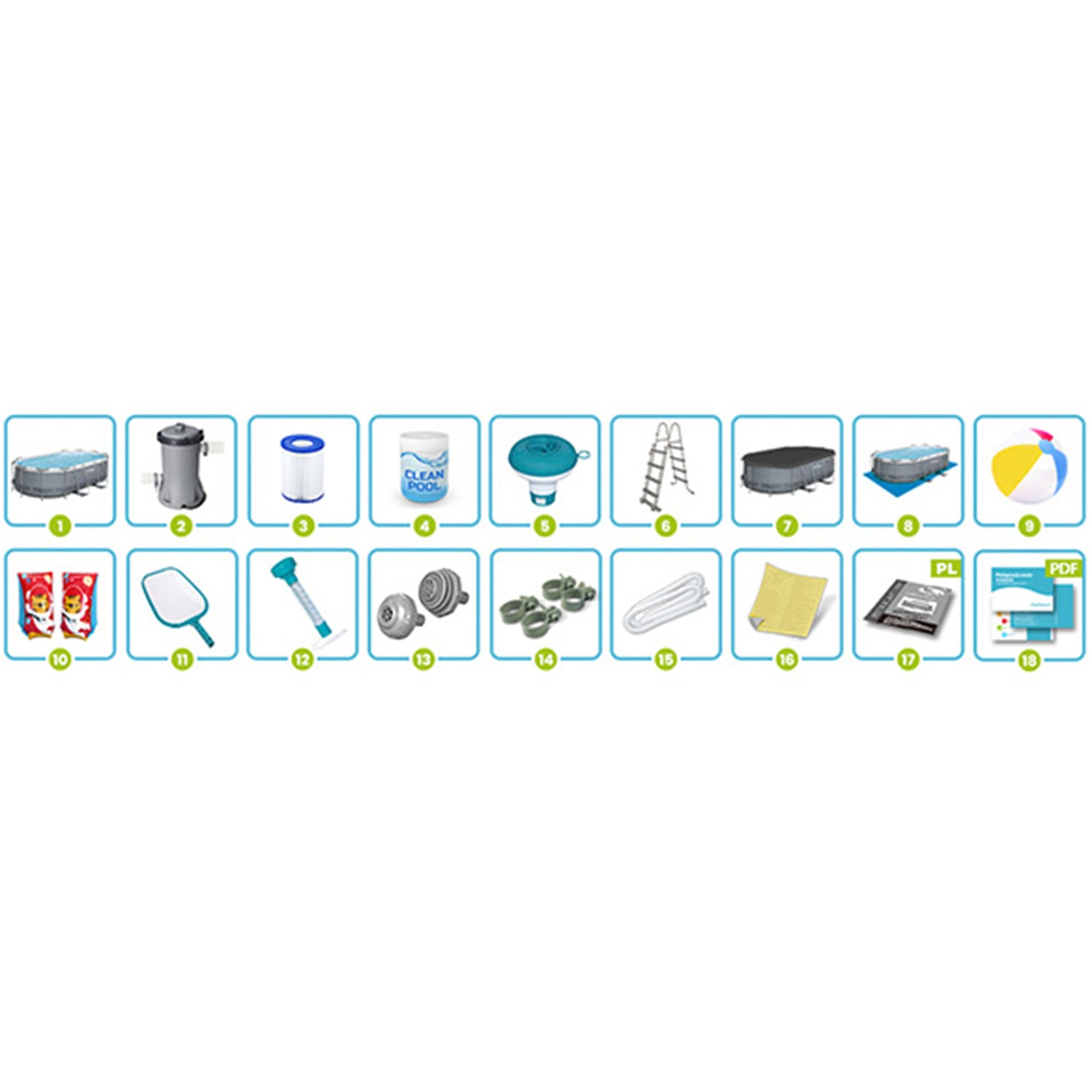 Stiklinis lauko baseinas 427 x 250 x 100 cm 18w1 Bestway 56620