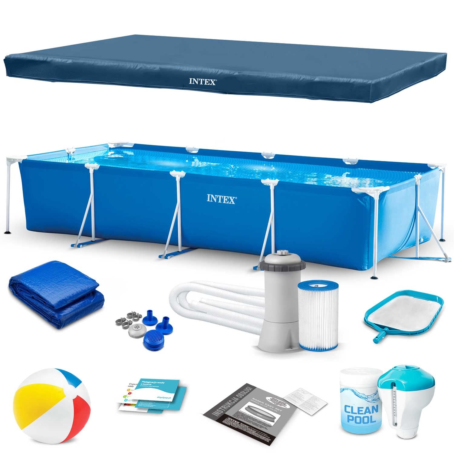 Stiklinis sodo baseinas 450 x 220 x 84 cm 15v1 INTEX 28273