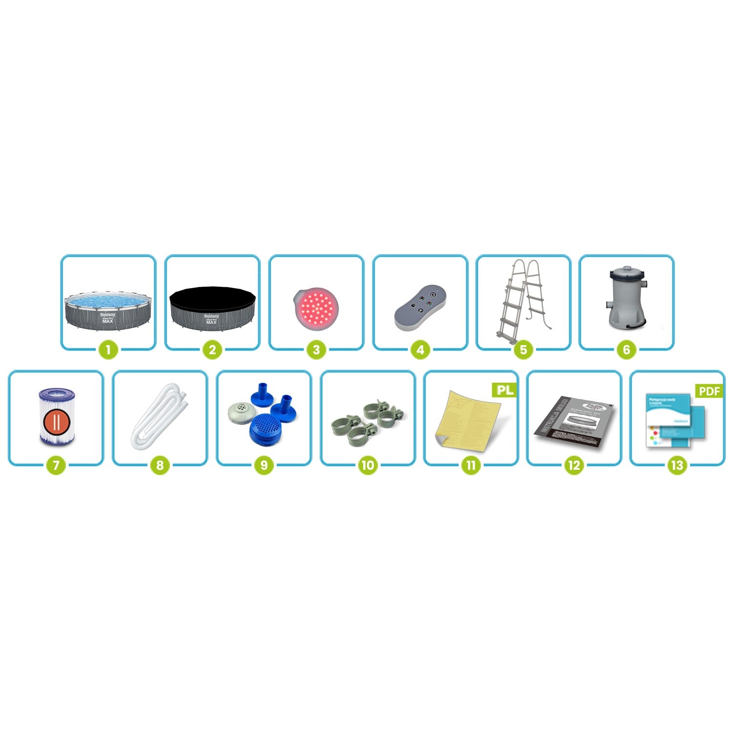 457 x 107 cm 13w1 Bestway 561GD stogo baseinas