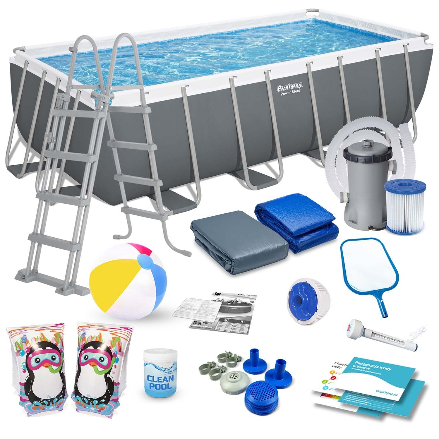 Stiklinis lauko baseinas 488 x 244 x 122 cm 17w1 Bestway 56670