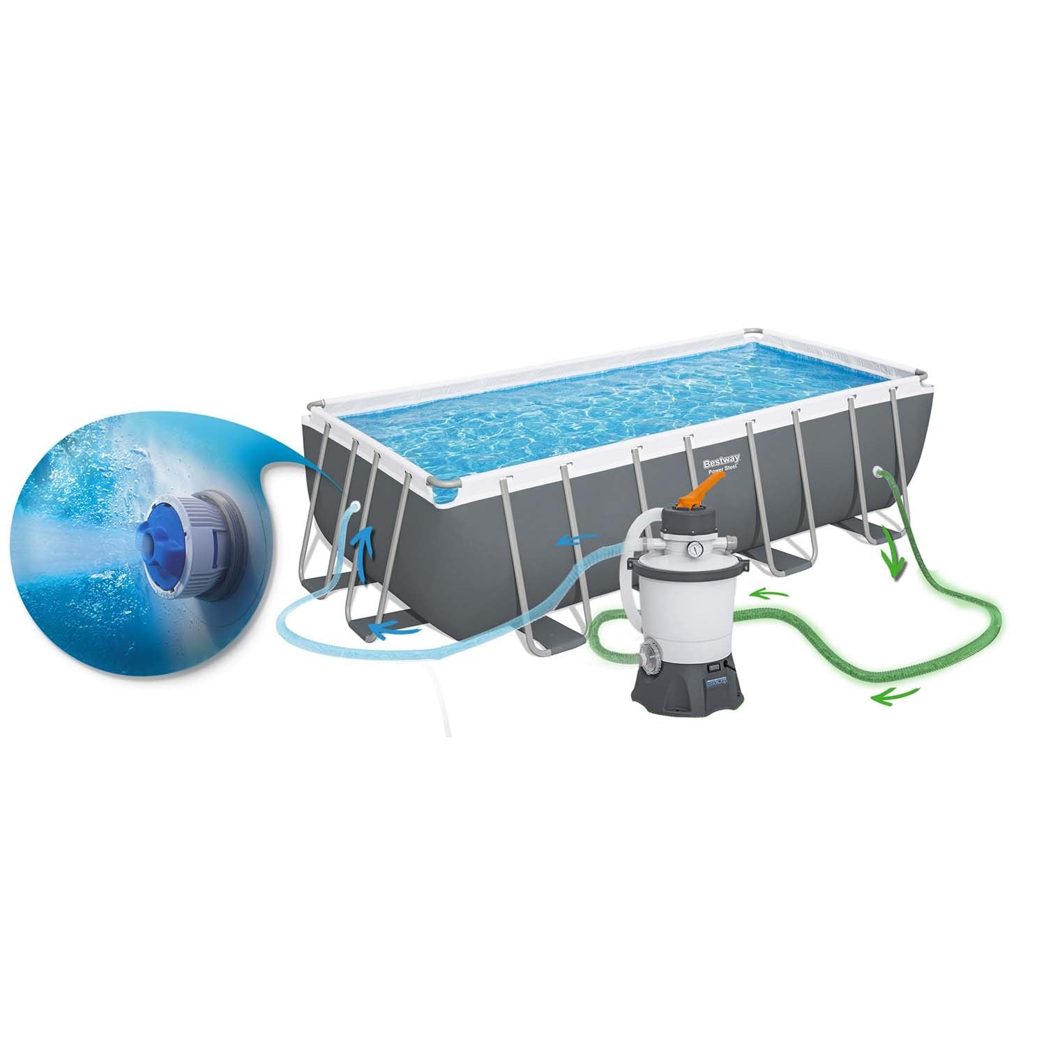 488x244x122 cm 18w1 Bestway 56671N karkasinis lauko baseinas