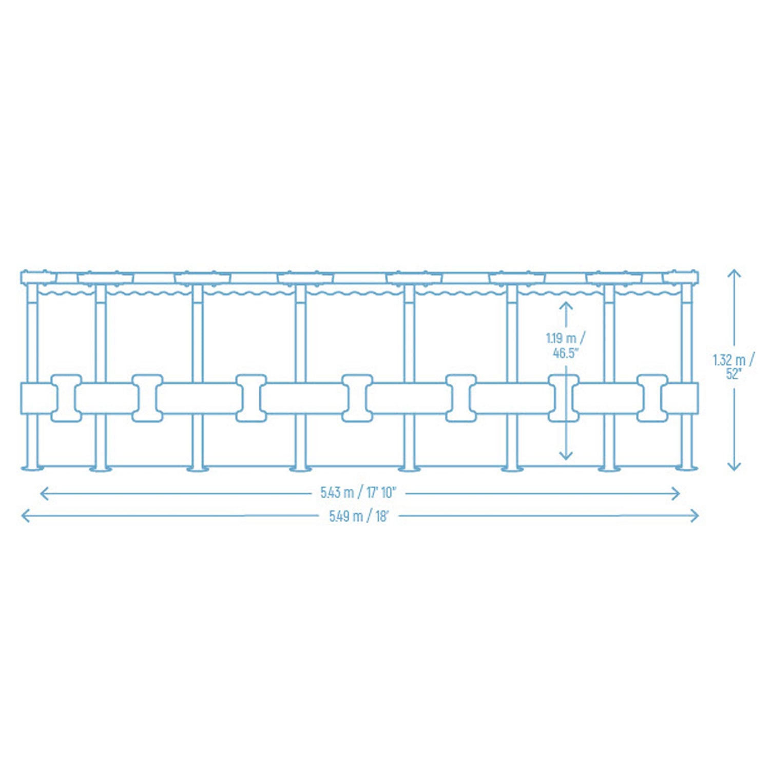 549 x 132 cm 11w1 Bestway 561KC stogo baseinas