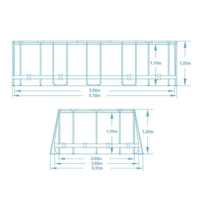 610 x 366 x 122 cm 12v1 Bestway 5611R stogo baseinas