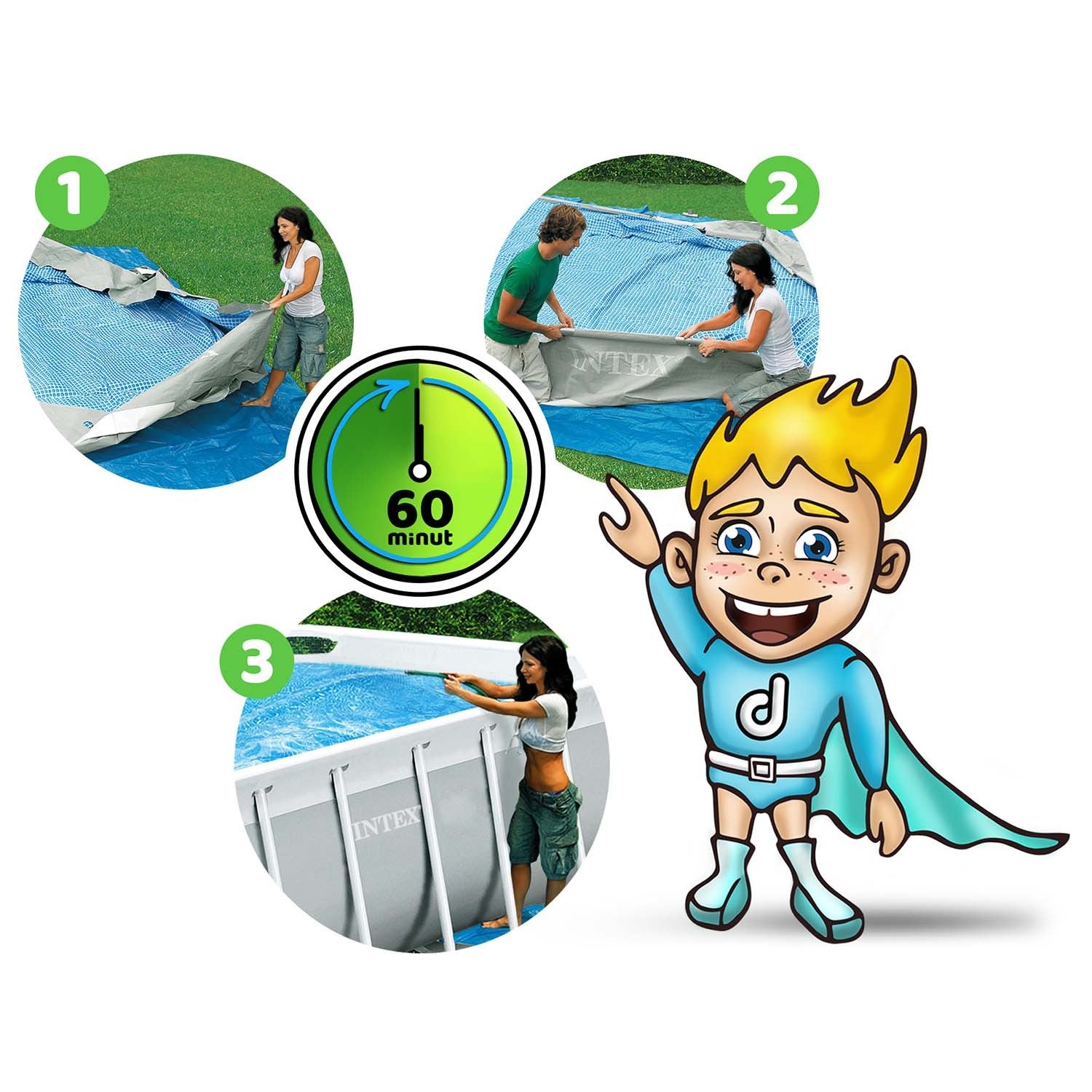 503x274x122 cm 21v1 Intex 26796 sodinis baseinas + burbuliukų mašina nemokamai