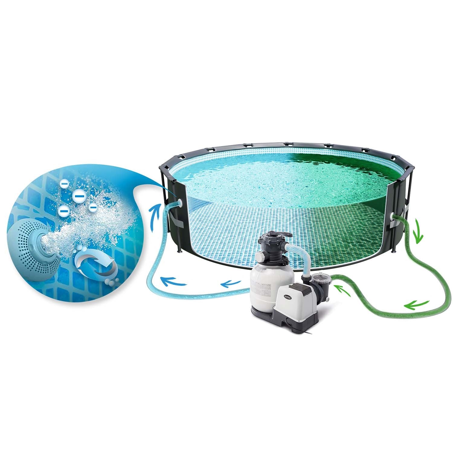 610x122cm 20v1 INTEX 26334 stiklo medžio baseinas