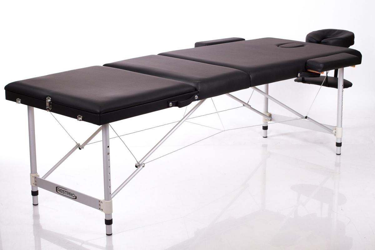 RESTPRO® ALU 3 juodas nešiojamas masažo stalas