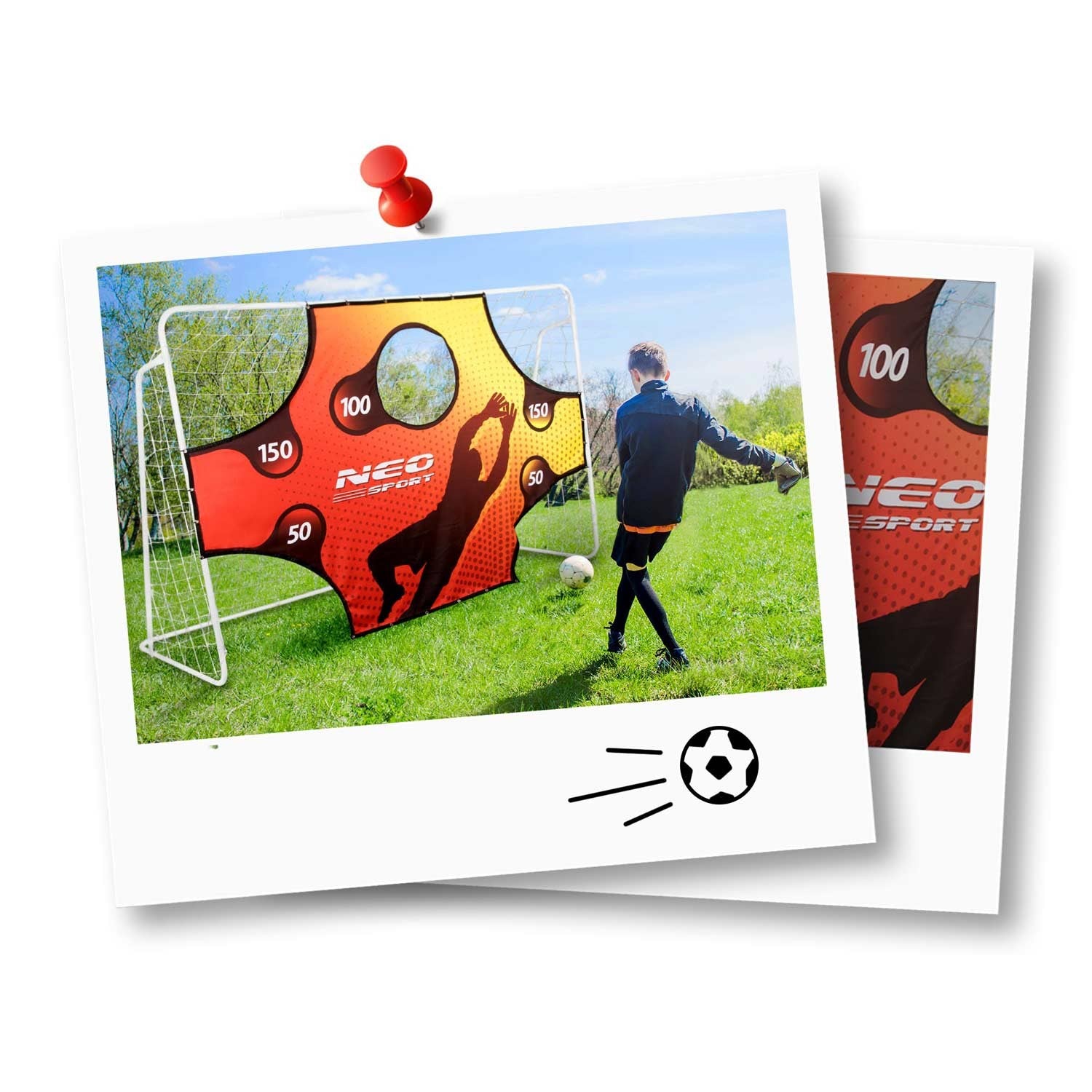 Futbolo vartai 245 x 155 x 80 cm + tikslinis matas