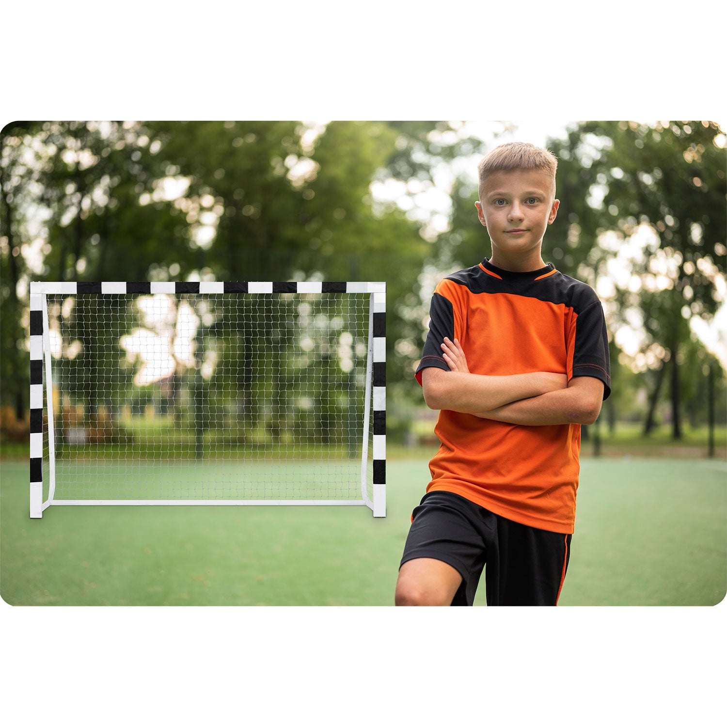 300 x 200 x 90 cm NS-465 futbolo vartai juodai balti