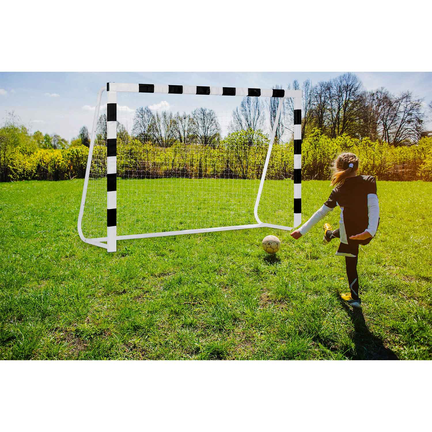 300 x 200 x 90 cm NS-465 futbolo vartai juodai balti