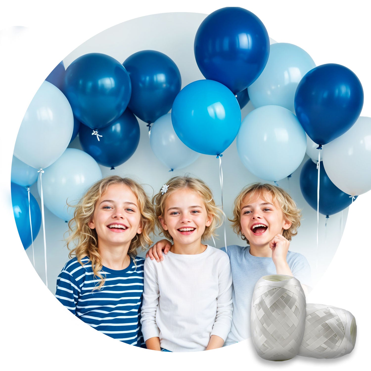0,20 m3 heleno buteliukas su balionais ir Ricokids juosta