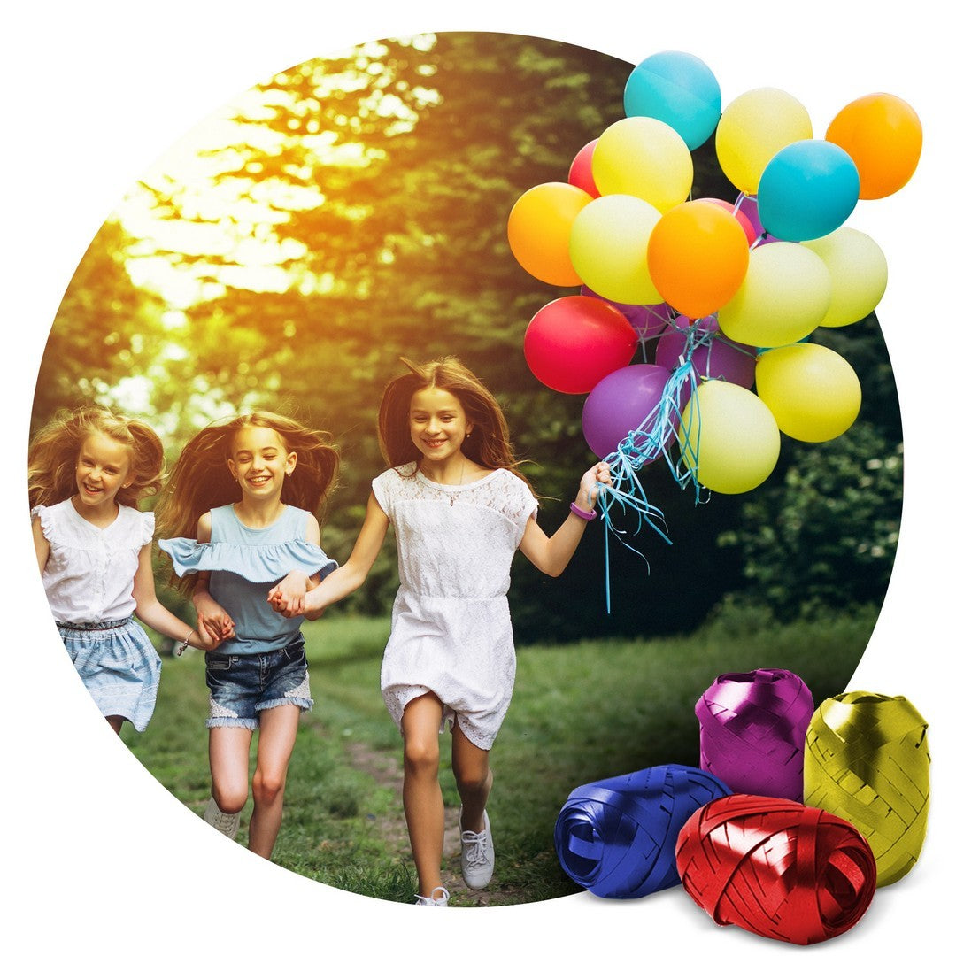 0,20 m3 heleno buteliukas su balionais ir Ricokids juosta