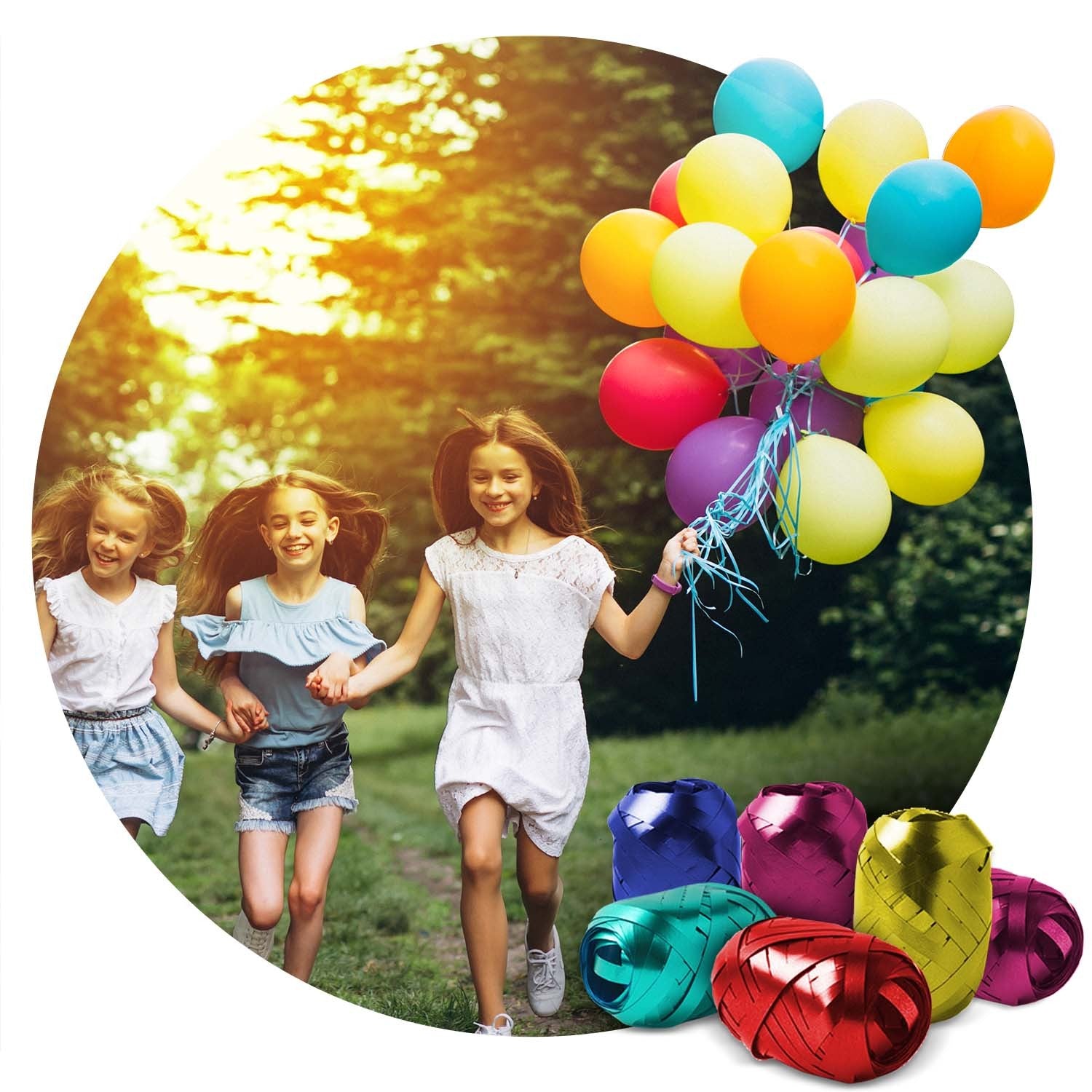 0,42 m3 heliumo butelis su balionais ir Ricokids juosta
